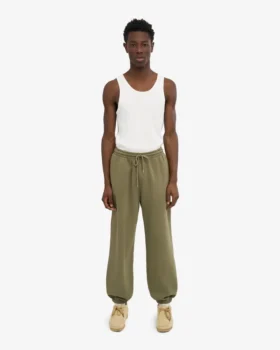 Pantalones de chándal holgados de algodón orgánico – Verde oliva apagado