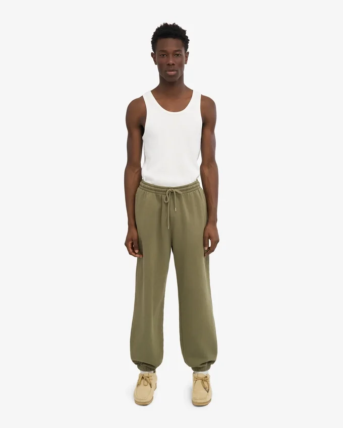 Pantalones de chándal holgados de algodón orgánico - Verde oliva apagado