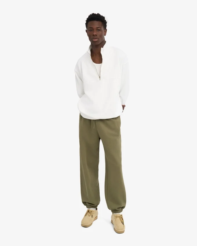 Pantalones de chándal holgados de algodón orgánico - Verde oliva apagado