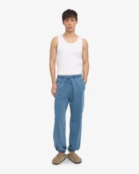 Pantalones de chándal orgánicos de corte holgado – Índigo descolorido