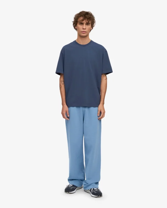 Pantalones de chándal orgánicos de corte recto - Azul mar