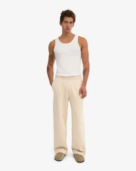 Pantalones de chándal orgánicos de corte recto – Blanco marfil