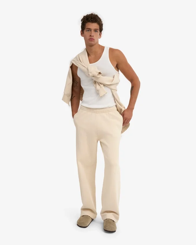 Pantalones de chándal orgánicos de corte recto - Blanco marfil