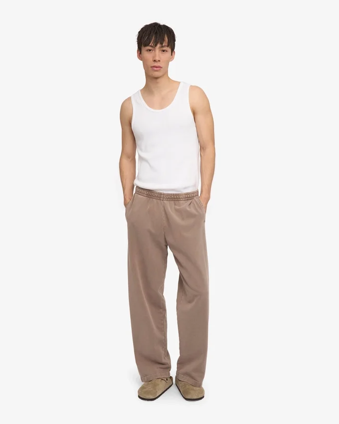Pantalones de chándal orgánicos de corte recto - Caqui desgastado
