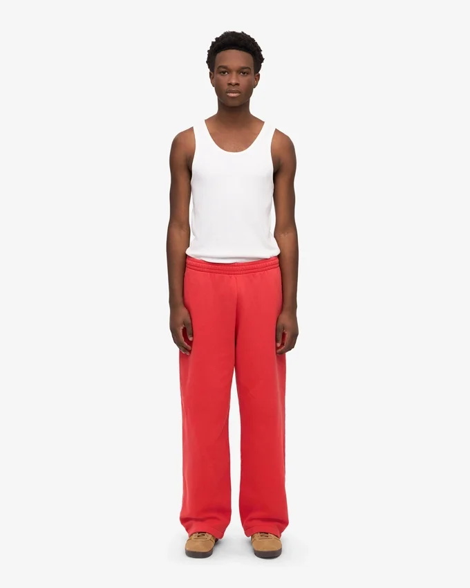 Pantalones de chándal orgánicos de corte recto - Rojo mandarina