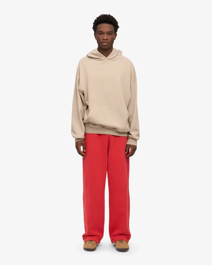 Pantalones de chándal orgánicos de corte recto - Rojo mandarina