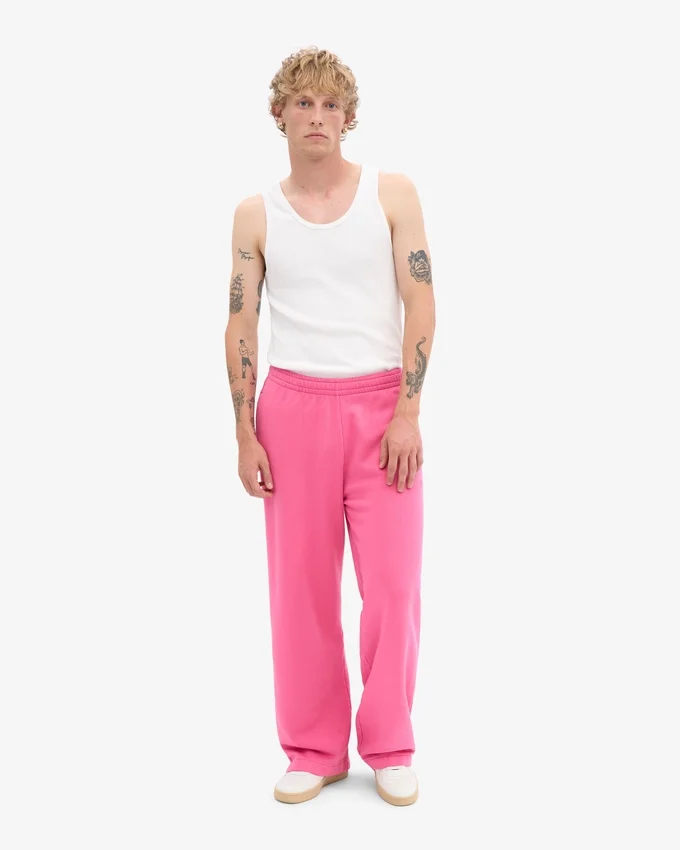 Pantalones de chándal orgánicos de corte recto - Rosa chicle