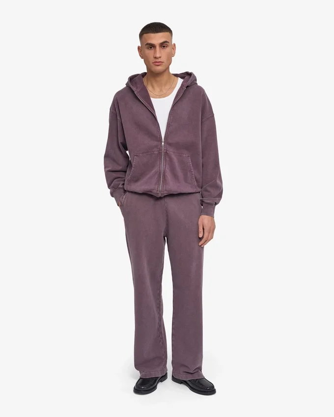 Pantalones de chándal orgánicos de corte recto - Uva descolorida