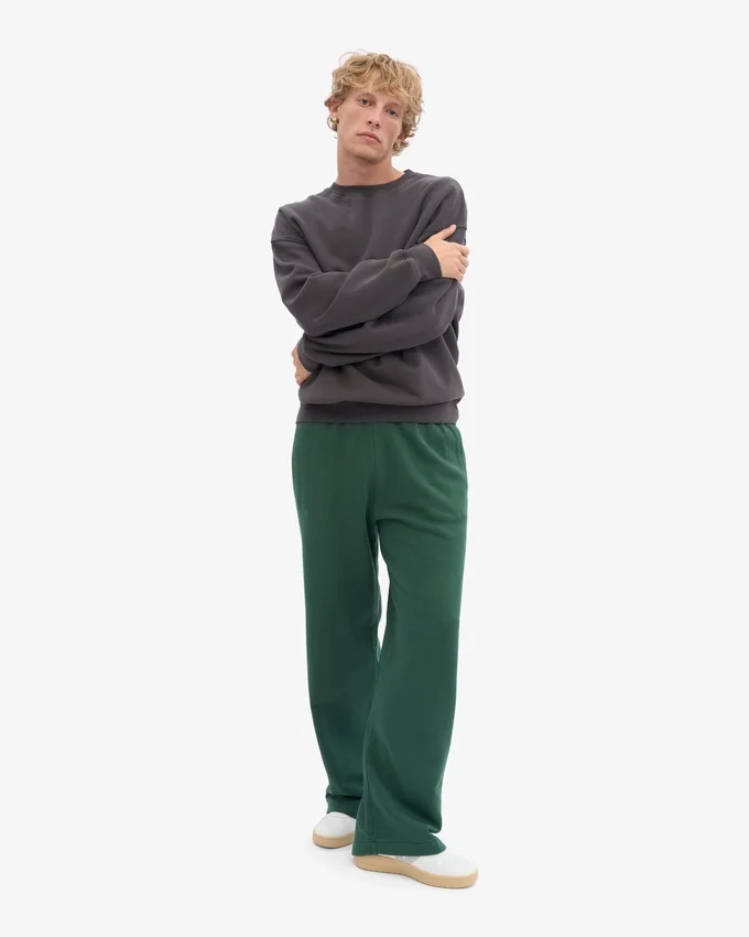 Pantalones de chándal orgánicos de corte recto - Verde esmeralda