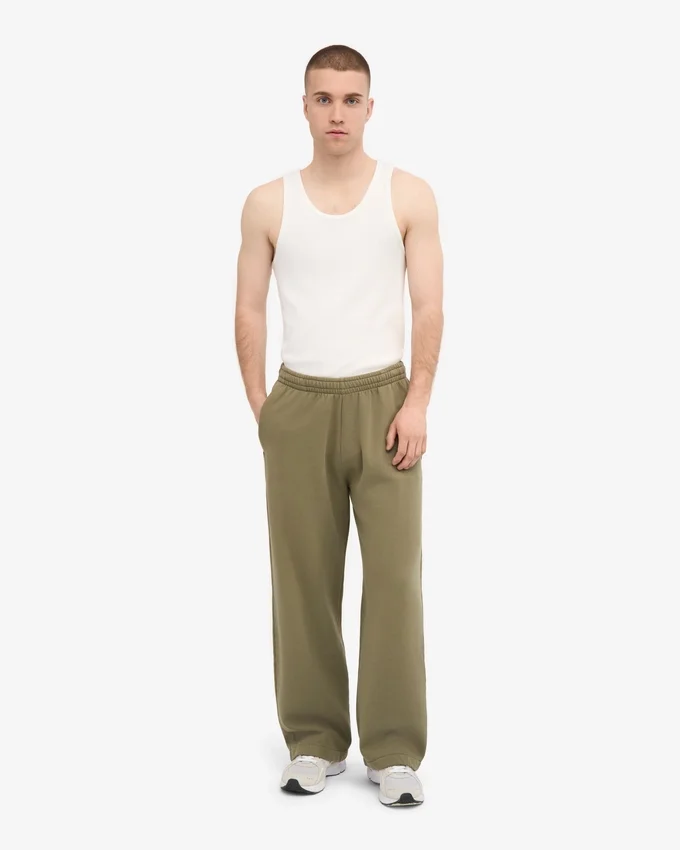 Pantalones de chándal orgánicos de corte recto - Verde oliva apagado