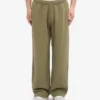 Pantalones de chándal orgánicos de corte recto - Verde oliva apagado