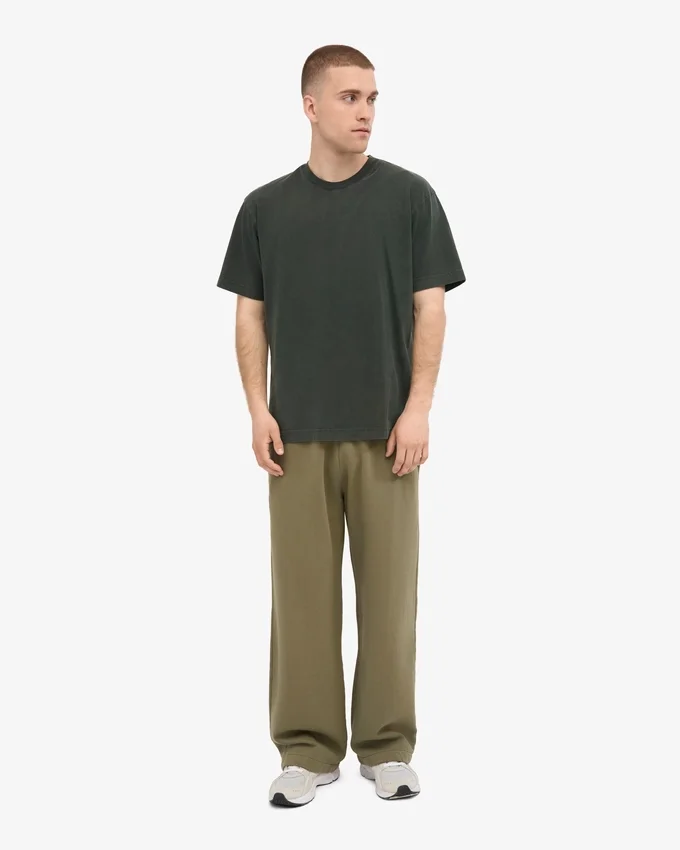 Pantalones de chándal orgánicos de corte recto - Verde oliva apagado