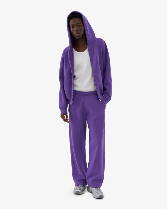 Pantalones de chándal orgánicos de corte recto - Violeta ultra