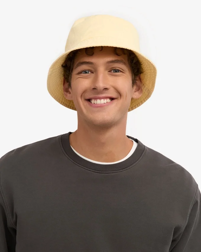 Sombrero de pescador de algodón orgánico - Amarillo suave