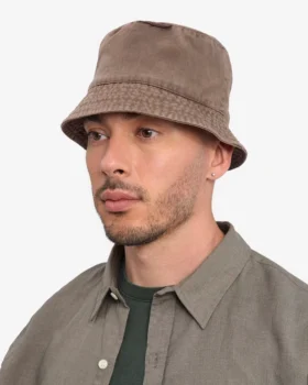 Sombrero de pescador de algodón orgánico – Caqui descolorido