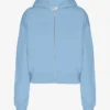 Sudadera con capucha corta y cremallera de algodón orgánico - Azul mar