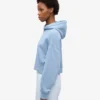 Sudadera con capucha corta y cremallera de algodón orgánico - Azul mar