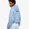 Sudadera con capucha corta y cremallera de algodón orgánico - Azul mar