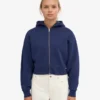 Sudadera con capucha corta y cremallera de algodón orgánico - Azul marino