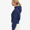 Sudadera con capucha corta y cremallera de algodón orgánico - Azul marino