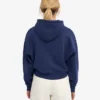 Sudadera con capucha corta y cremallera de algodón orgánico - Azul marino
