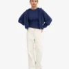 Sudadera con capucha corta y cremallera de algodón orgánico - Azul marino