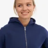 Sudadera con capucha corta y cremallera de algodón orgánico - Azul marino
