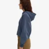 Sudadera con capucha corta y cremallera de algodón orgánico - Azul petróleo