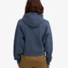 Sudadera con capucha corta y cremallera de algodón orgánico - Azul petróleo