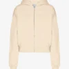 Sudadera con capucha corta y cremallera de algodón orgánico - Blanco marfil