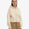 Sudadera con capucha corta y cremallera de algodón orgánico - Blanco marfil