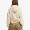 Sudadera con capucha corta y cremallera de algodón orgánico - Blanco marfil