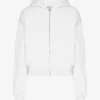 Sudadera con capucha corta y cremallera de algodón orgánico - Blanco óptico