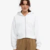Sudadera con capucha corta y cremallera de algodón orgánico - Blanco óptico