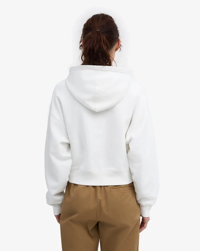 Sudadera con capucha corta y cremallera de algodón orgánico - Blanco óptico