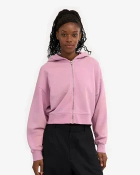 Sudadera con capucha corta y cremallera de algodón orgánico – Flor de cerezo