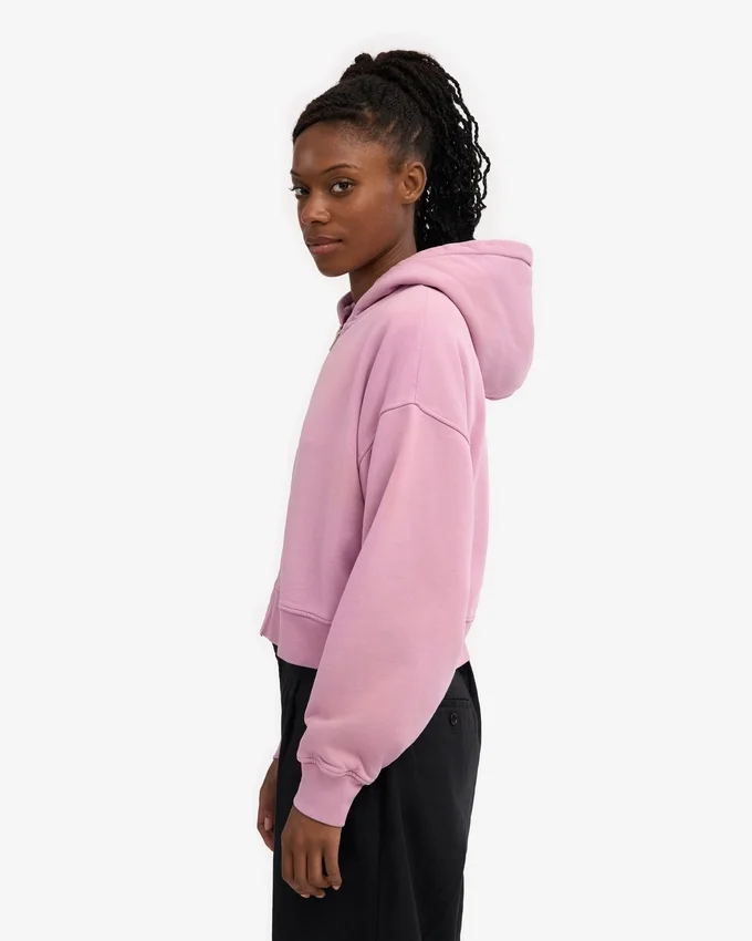 Sudadera con capucha corta y cremallera de algodón orgánico - Flor de cerezo