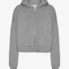 Sudadera con capucha corta y cremallera de algodón orgánico - Gris jaspeado