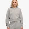 Sudadera con capucha corta y cremallera de algodón orgánico - Gris jaspeado