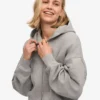 Sudadera con capucha corta y cremallera de algodón orgánico - Gris jaspeado
