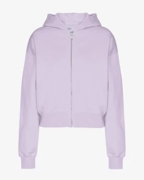 Sudadera con capucha corta y cremallera de algodón orgánico - Lavanda suave