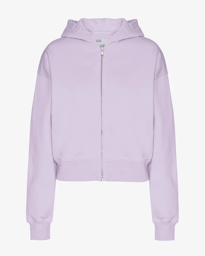 Sudadera con capucha corta y cremallera de algodón orgánico - Lavanda suave