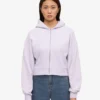Sudadera con capucha corta y cremallera de algodón orgánico - Lavanda suave