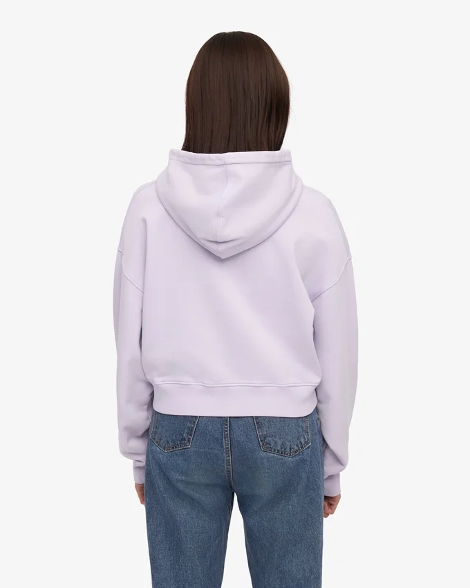 Sudadera con capucha corta y cremallera de algodón orgánico - Lavanda suave