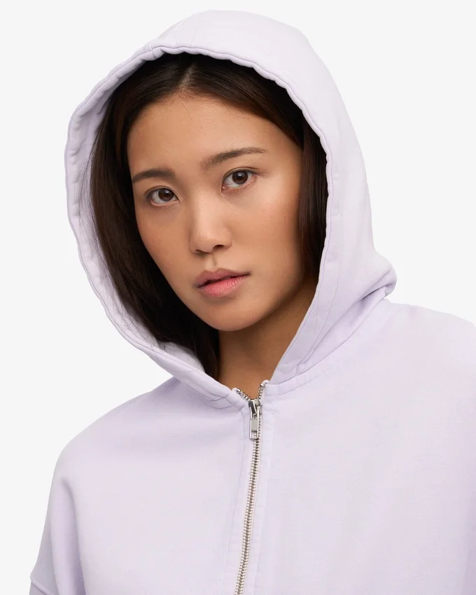Sudadera con capucha corta y cremallera de algodón orgánico - Lavanda suave