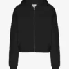 Sudadera con capucha corta y cremallera de algodón orgánico - Negro intenso