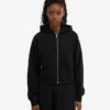 Sudadera con capucha corta y cremallera de algodón orgánico - Negro intenso