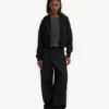 Sudadera con capucha corta y cremallera de algodón orgánico - Negro intenso