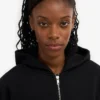 Sudadera con capucha corta y cremallera de algodón orgánico - Negro intenso