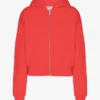 Sudadera con capucha corta y cremallera de algodón orgánico - Rojo mandarina